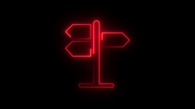 Traffic direction board glowing neon icon. Line, glyph and filled outline colorful version, street signpost outline and filled vector sign. Symbol, logo illustration, modern navigation icon set