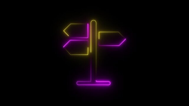 Traffic direction board glowing neon icon. Line, glyph and filled outline colorful version, street signpost outline and filled vector sign. Symbol, logo illustration, modern navigation icon set