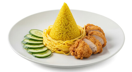 Nasi Kuning with Crispy Ayam Goreng