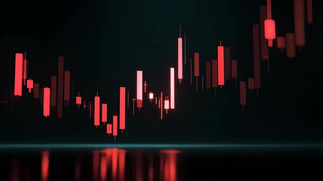 Abstract Red Candlestick Chart Representing Stock Market Crash and Financial Downtrend
