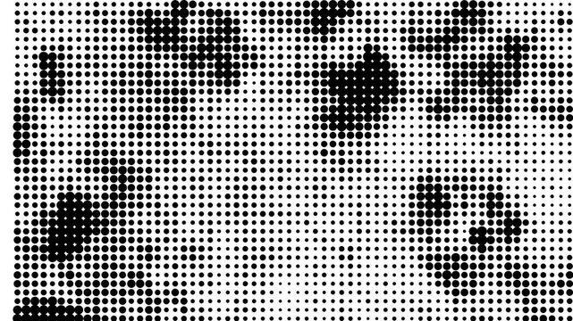 Black and White Dotted Halftone Stop Motion Animation Background with Retro Print Texture and Moving Dot Pattern, Comic Pop Art Loop for Design and Motion Graphics