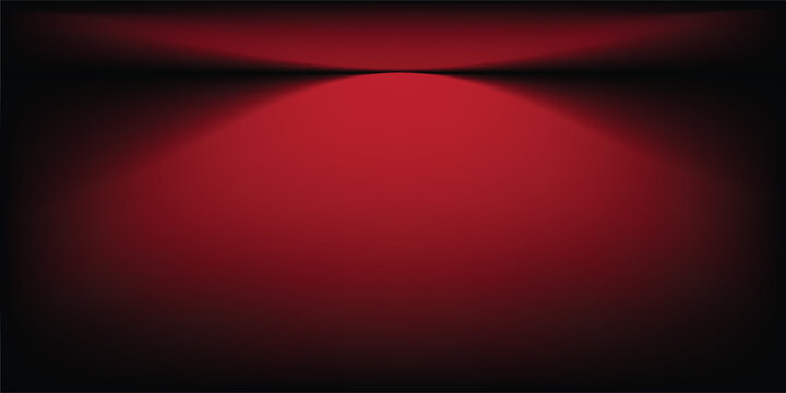 Red studio background. Abstract limbo podium studio room. Dark red gradient wall floor and spotlight scene. Showcase, promotion display. Vector stage mockup illustration