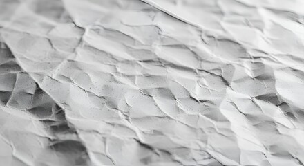 Obraz premium Crumpled White Paper Sheet with Soft Shadow on Clean Background