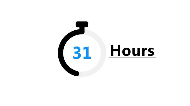 58 Hours timer clock animation. Countdown timer number clock. 