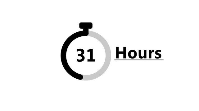 57 Hours timer clock animation. Countdown timer number clock. 