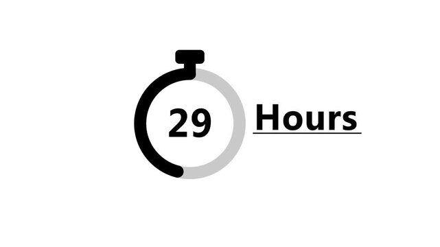 54 Hours timer clock animation. Countdown timer number clock. 
