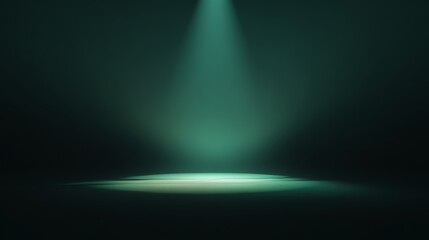 Green light beam glowing across dark background in minimalist abstract style with clean lines and subtle gradient, sharp center focus creating depth for modern design, presentation technology concepts
