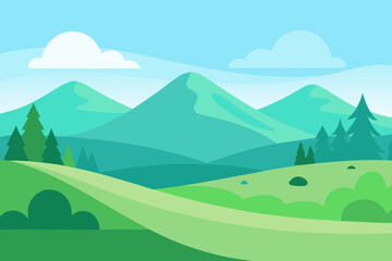 Obraz premium Scandinavian Minimal Landscape Flat Vector Illustration 