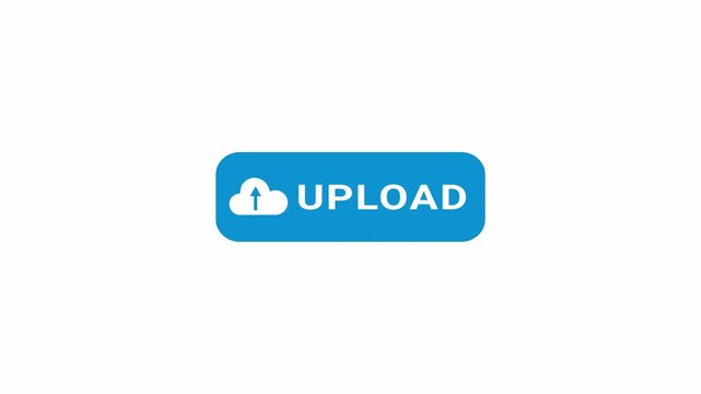 upload icon sign with arrow animation on transparent background, uploading start  with click arrow animated in 4k.