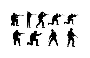 Obraz premium Military Soldier Silhouettes in Action