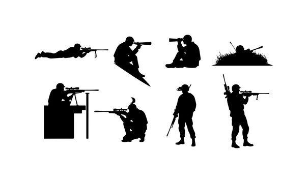 Military Shooting Positions Silhouettes