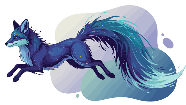 Fantasy Fox Illustration: Leaping Cosmic Creature