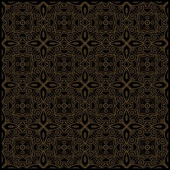 Intricate Mandala Seamless Pattern, Geometric Batik Ornament on Black Background.