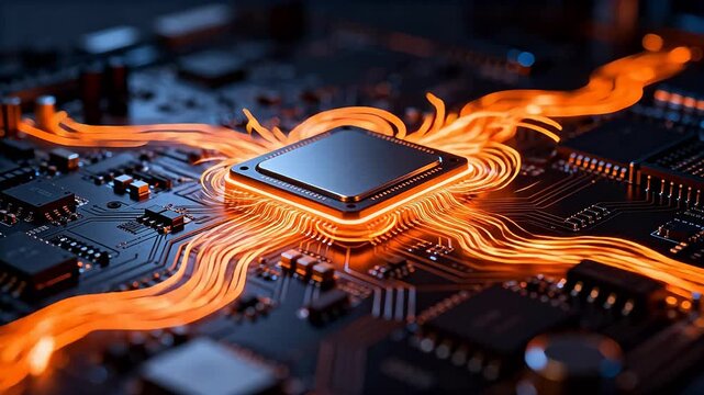 Electronic circuit with glowing pathways