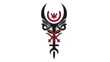 Fototapeta premium Abstract Tribal Tattoo Design with Crescent Moon and Geometric Elements