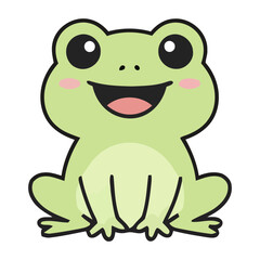 Fototapeta premium A cute cartoon frog with a big smile and pink blushes on its cheeks