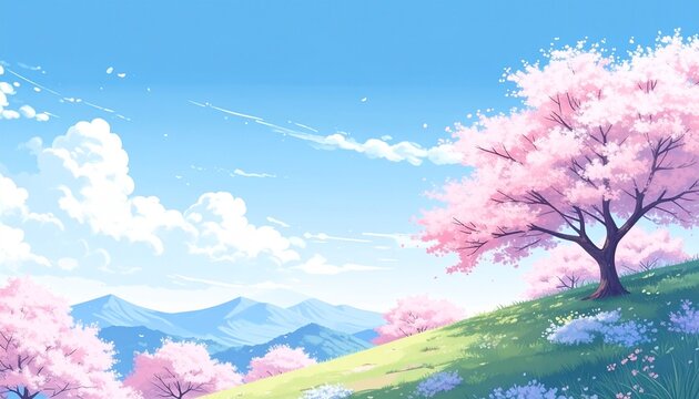春、さくら、桜、お花見のイメージイラスト（背景、壁紙）