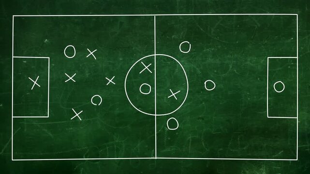 Soccer strategy animation over chalkboard. Whiteboard Soccer	
