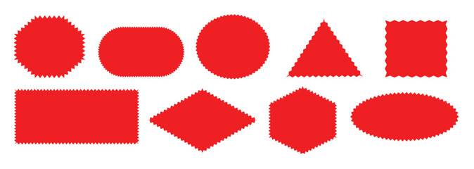 Set of red Zigzag shape set.Red zigzag lines on black background create abstract graphic design. Rectangle shape frame with zigzag edge.