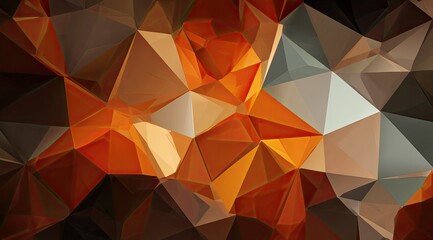 Obraz premium Abstract geometric artwork, featuring triangular shapes and warm orange and brown hues