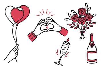 Romantic Decoration Icon Set Flat Vector White B (11) © jaman