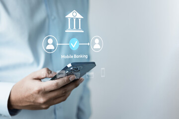 Mobile banking and fintech concept showing digital payment and secure financial transactions....
