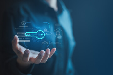 Passkey and passwordless authentication concept with secure login and identity verification. Modern...