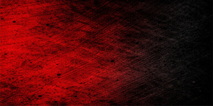 A dark and dirty red grunge texture with a vintage aged wall pattern features splattered paint and blood red art on an old paper backdrop for a grungy wallpaper design