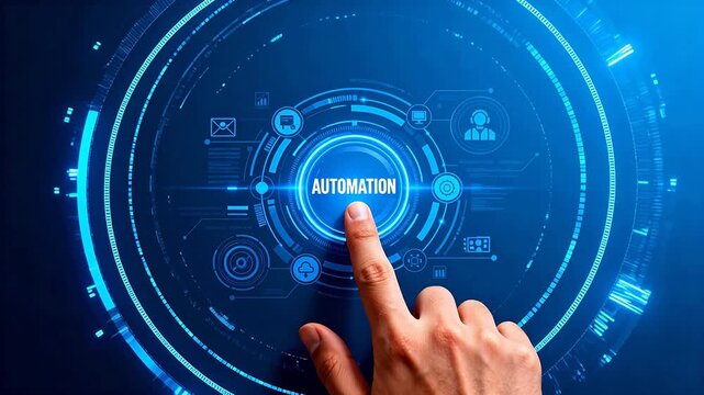 Hand interacting with digital automation interface