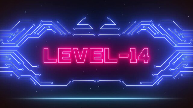 Level 14 neon gaming interface for legendary esports tournament highlights, elite masterclass tutorials and streaming assets
