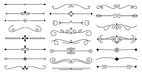 Obraz premium Decorative ornamental borders and divider elements featuring elegant swirls, luxury flourishes, and timeless decorative patterns for wedding design, certificates, packaging, typography, and digital 