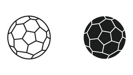 Obraz premium Simple soccer ball icon set in black and white