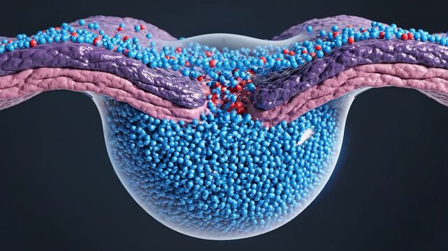 Osmosis in Action: Water Molecules Through Membrane
