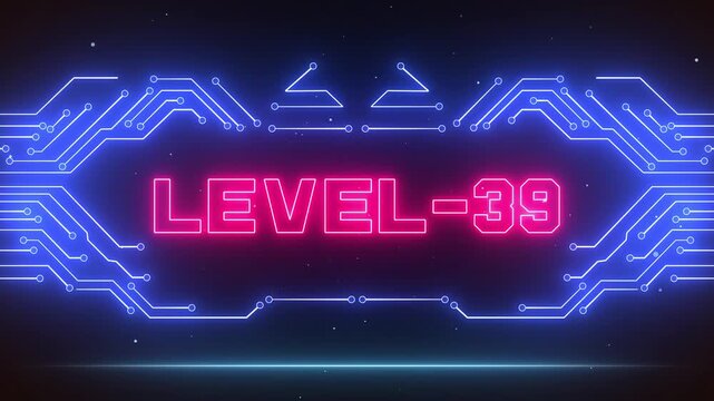 Level 39 neon gaming interface for elite shadow assassin highlights, master class stealth tutorials and digital streaming assets