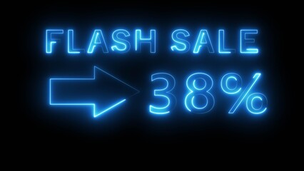 Business sale discount number text illustration. Neon business 38% number on background.