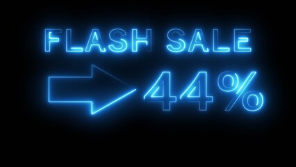 Fototapeta premium Business sale discount number text illustration. Neon business 44% number on background.