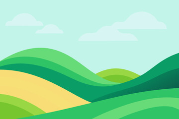 Obraz premium AI Guided Green Hills Landscape Flat Vector Illustration