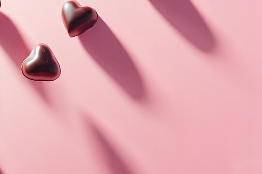 Chocolate heart candies arranged in neat rows with cocoa powder. Ideal for Valentine&rsquo;s Day content, romantic food videos, love ads, and sweet holiday visuals.