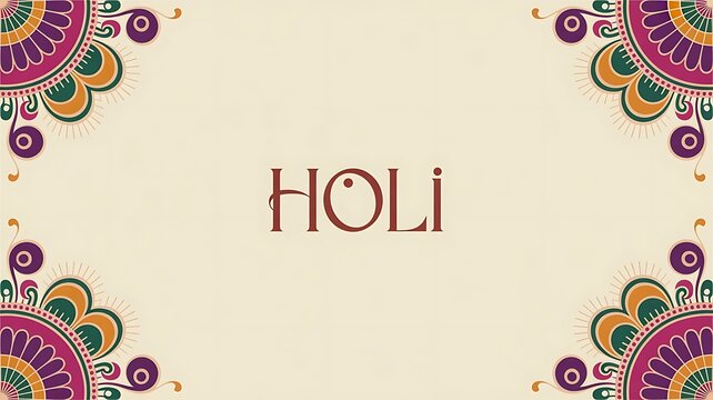 Vibrant Holi festival celebration design with traditional Indian motifs background.