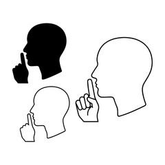 Silent and Quiet Zone Silhouette Pack with Finger on Lips Gesture Icons