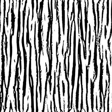 Seamless pattern, tree bark texture, rough vector background, black and white