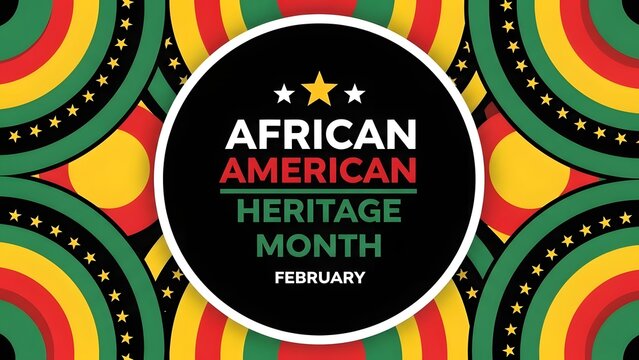 Vibrant african american heritage month february celebration background with colorful concentric circles