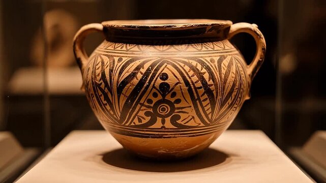 Ancient pottery vessel with decorative patterns
