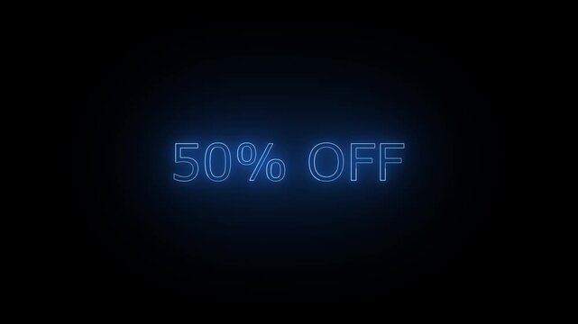 Large, outlined text that reads "50% OFF".