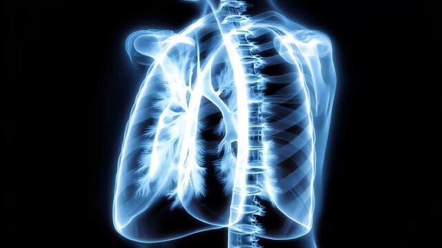 Detailed view of human lungs showing structure and branches at different levels of the respiratory system
