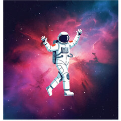 Fototapeta premium Astronaut in white space suit floating.
