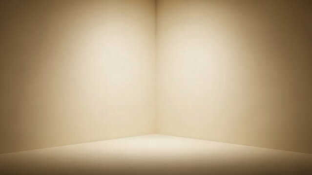 Empty corner room with soft lighting and beige walls, viewed from a slight angle, showcasing texture and subtle shadows on the floor.