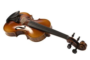Antique wooden violin isolated on transparent background
