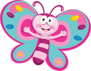 A cute cartoon bunny holding a pink heart and an Easter egg makes a happy holiday illustration of a funny animal pet for a nice greeting card