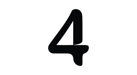 A striking depiction of the numeral four rendered in bold black against a clean white background stands out